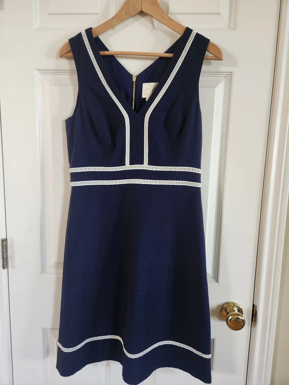 kate spade Navy A-Line Dress with White Trim